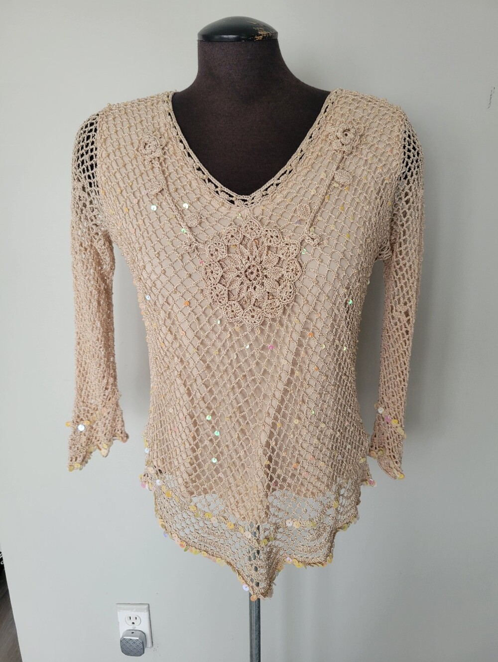 Y2K Vintage Crochet Top Size L